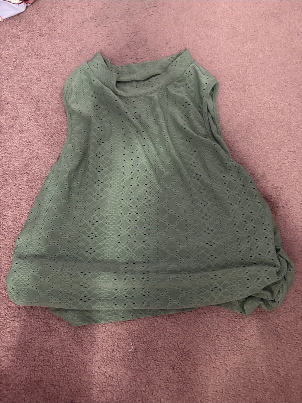 Sleeveless Eyelet Top - Olive Green